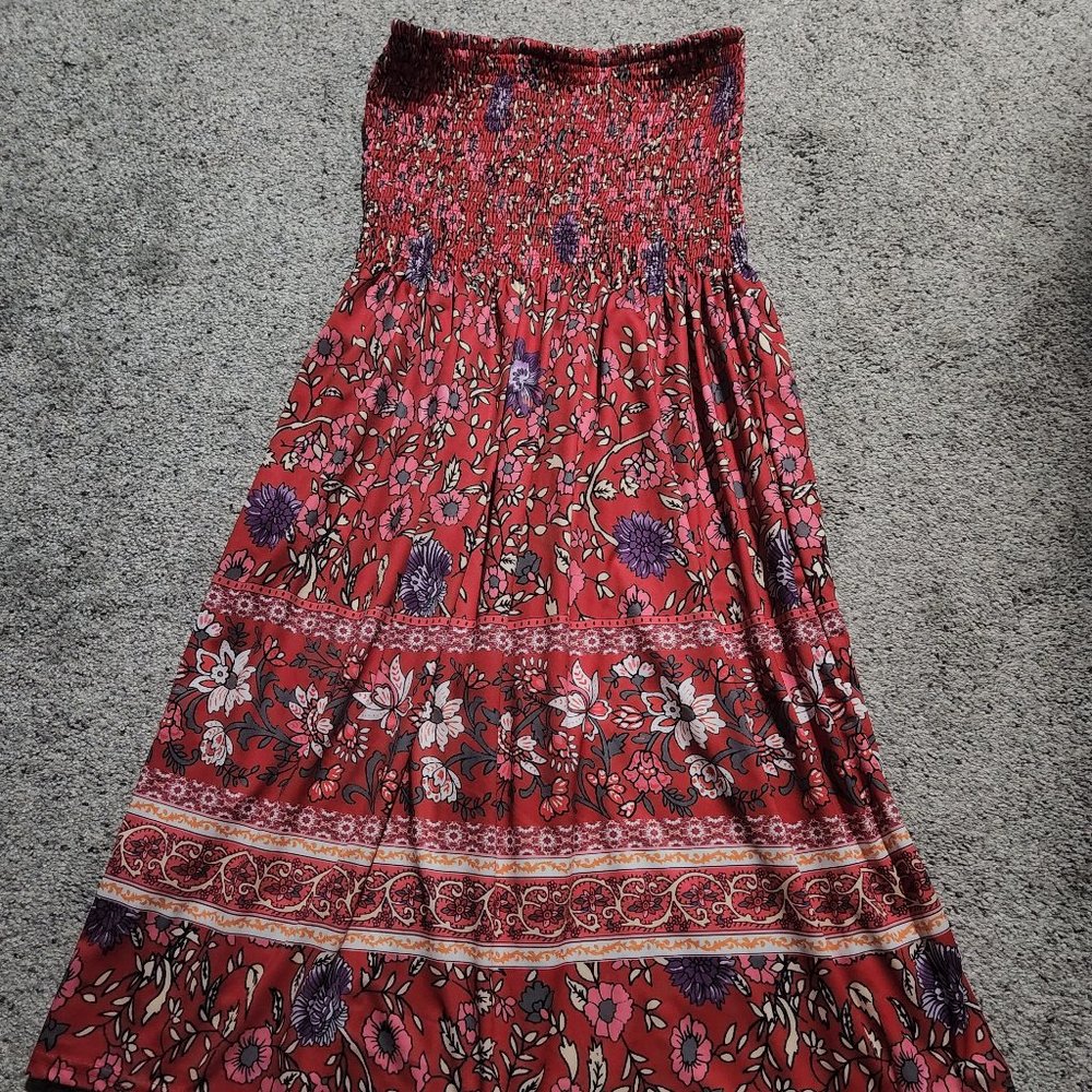 Strapless boho dress